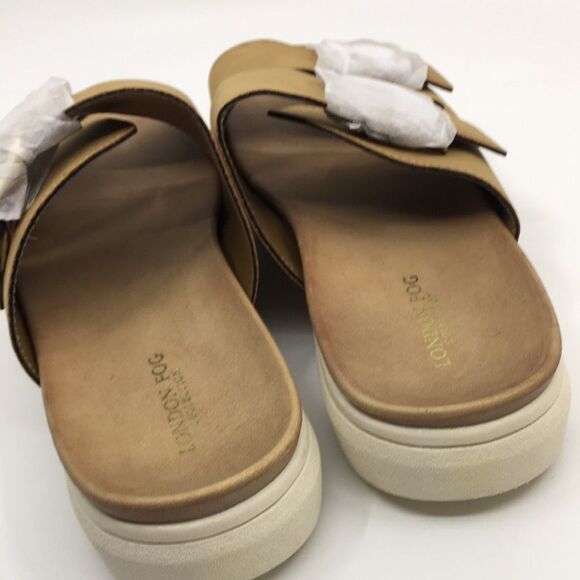 NIB London Fog Women's Cognac Nubuck Lorraine Double Strap Sandals - 10M - Picture 9 of 16